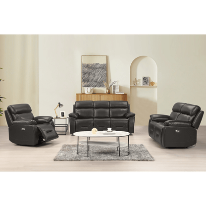 Renato Grey 3+2+1 sofa combo in a modern roomset, grey upholstery, stylish and comfortable living room furniture set