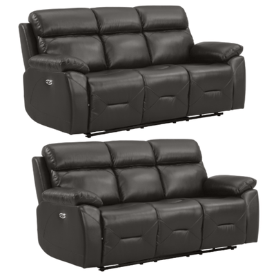Renato Genuine Leather  Grey Electric Power Recliner 3+3 Seater Sofa Set