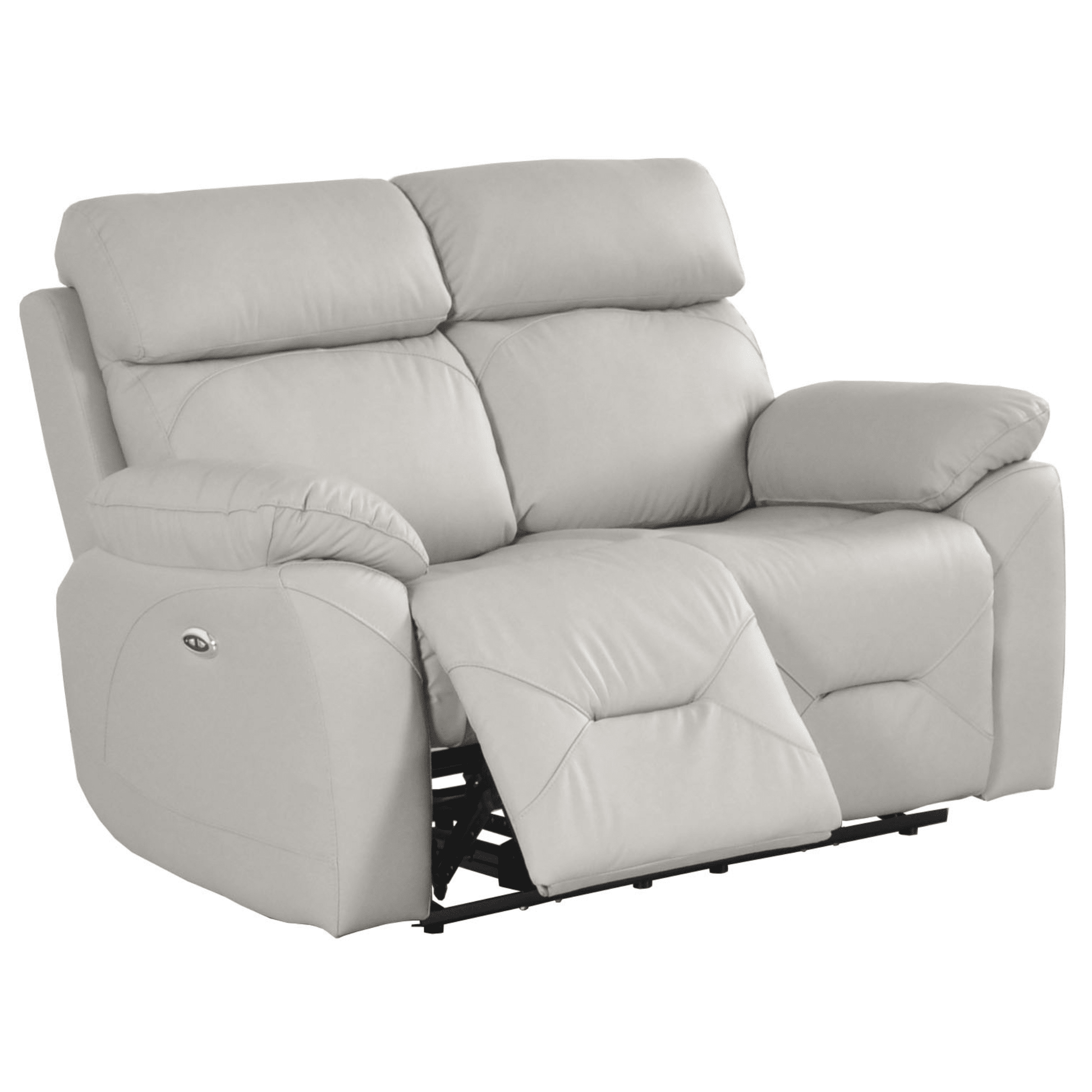 Renato Genuine Leather Light Grey Electric Power Recliner 2 Seater Sofa - Furniture Instore