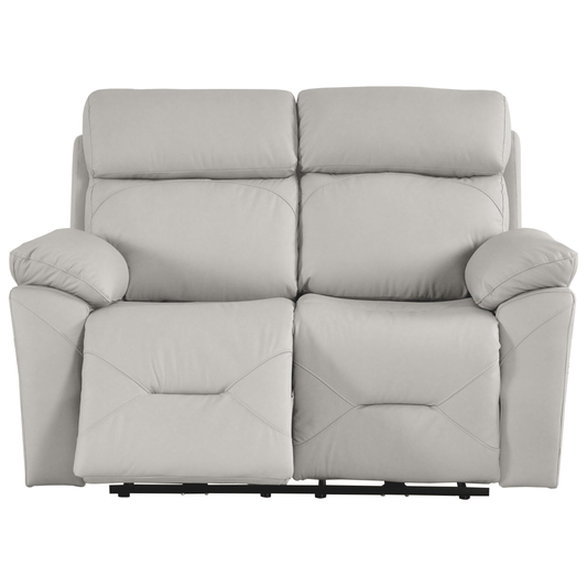 Renato Genuine Leather Light Grey Electric Power Recliner 2 Seater Sofa - Furniture Instore