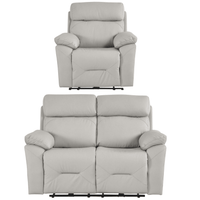 Renato Genuine Leather Light Grey Electric Power Recliner 2+1 Seater Sofa Set