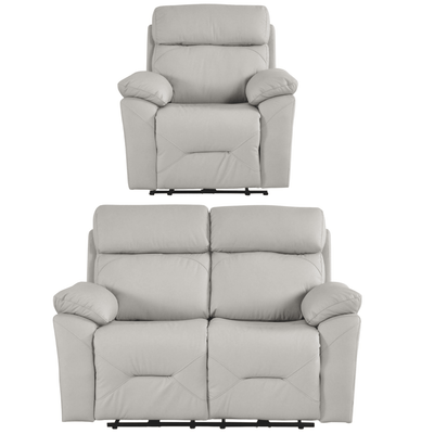 Renato Genuine Leather Light Grey Electric Power Recliner 2+1 Seater Sofa Set