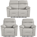 Renato Genuine Leather Light Grey Electric Power Recliner 2+1+1 Sofa Set