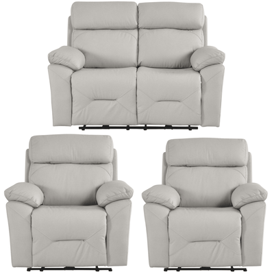 Renato Genuine Leather Light Grey Electric Power Recliner 2+1+1 Seater Sofa Set