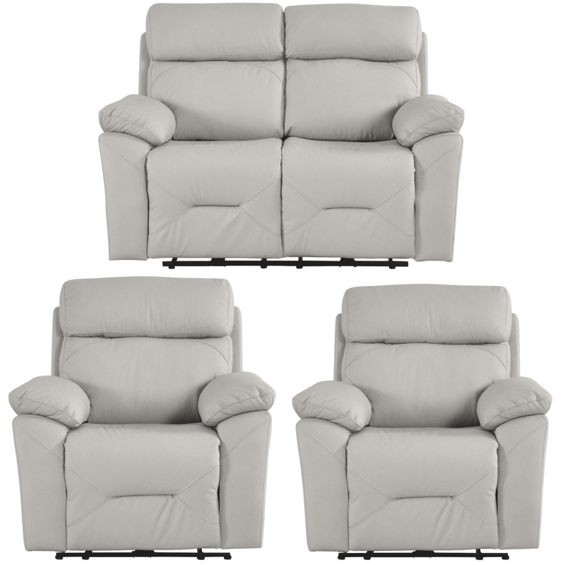 Renato Genuine Leather Light Grey Electric Power Recliner 2+1+1 Seater Sofa Set - Furniture Instore