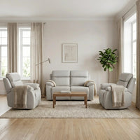 Renato Genuine Leather Light Grey Electric Power Recliner 2+1+1 Seater Sofa Set - Furniture Instore