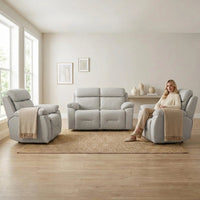 Renato Genuine Leather Light Grey Electric Power Recliner 2+1+1 Seater Sofa Set - Furniture Instore