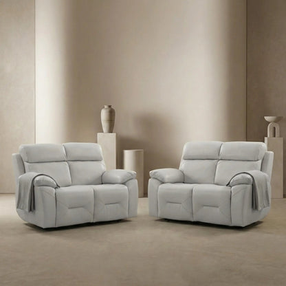 Renato Genuine Leather Light Grey Electric Power Recliner 2+2 Seater Sofa Set - Furniture Instore