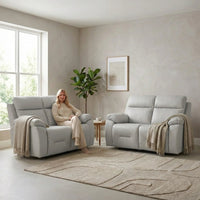 Renato Genuine Leather Light Grey Electric Power Recliner 2+2 Seater Sofa Set - Furniture Instore