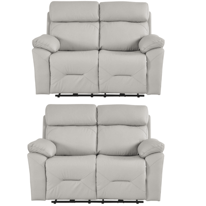 Renato Genuine Leather Light Grey Electric Power Recliner 2+2 Seater Sofa Set - Furniture Instore