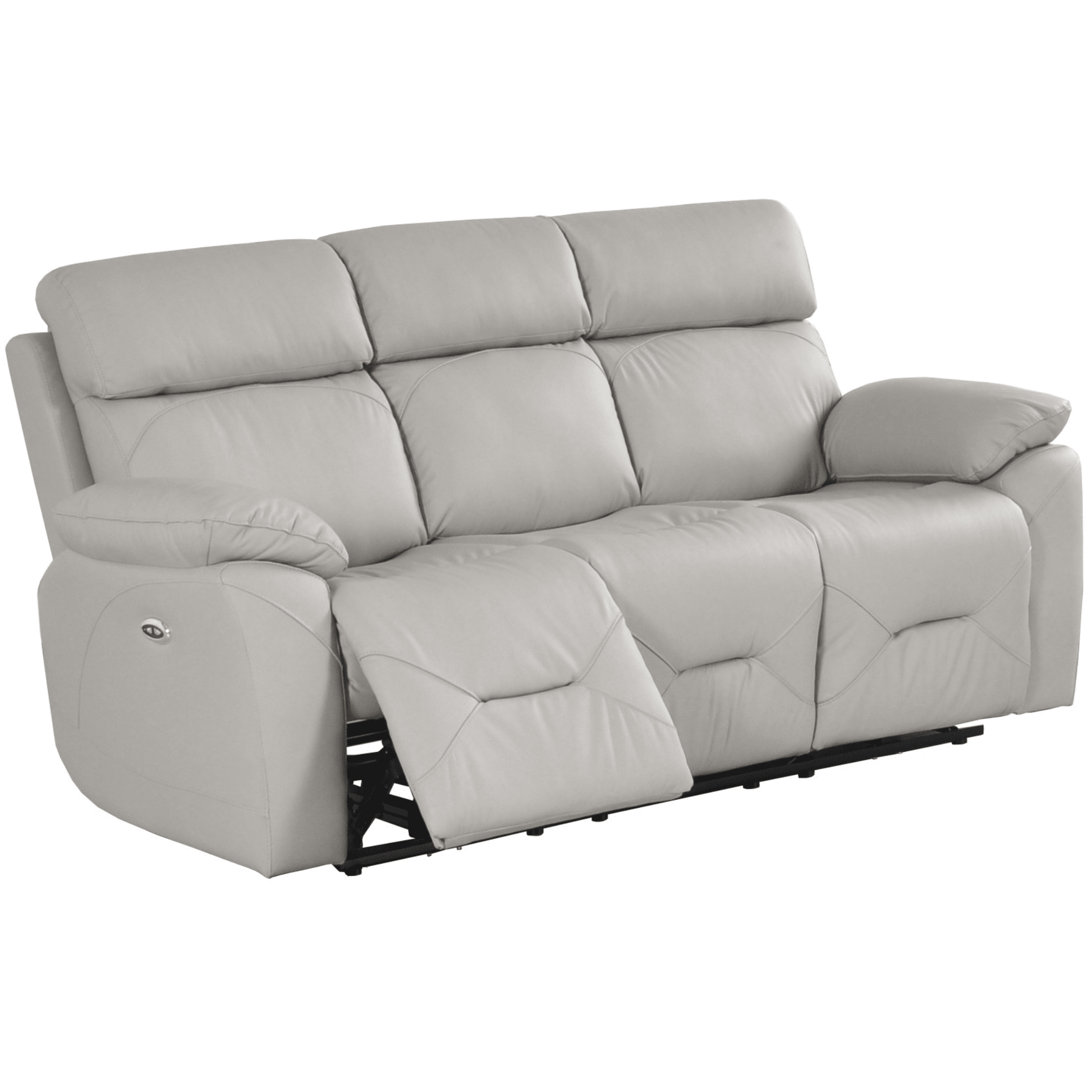 Renato Genuine Leather Light Grey Electric Power Recliner 3 Seater Sofa - Furniture Instore