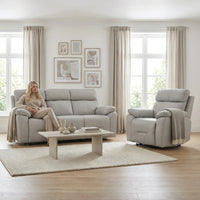 Renato Genuine Leather Light Grey Electric Power Recliner 3+1 Seater Sofa Set - Furniture Instore