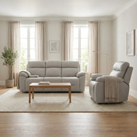 Renato Genuine Leather Light Grey Electric Power Recliner 3+1 Seater Sofa Set - Furniture Instore