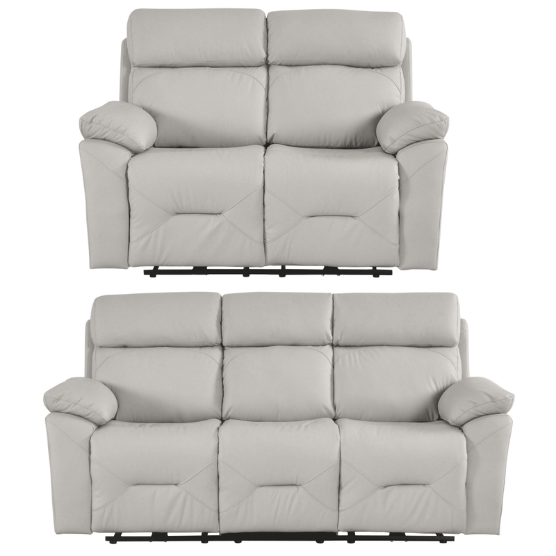Renato Genuine Leather Light Grey Electric Power Recliner 3+2 Seater Sofa Set - Furniture Instore