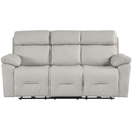Renato Light Grey Genuine Leather Electric Recliner 3 Seater Sofa