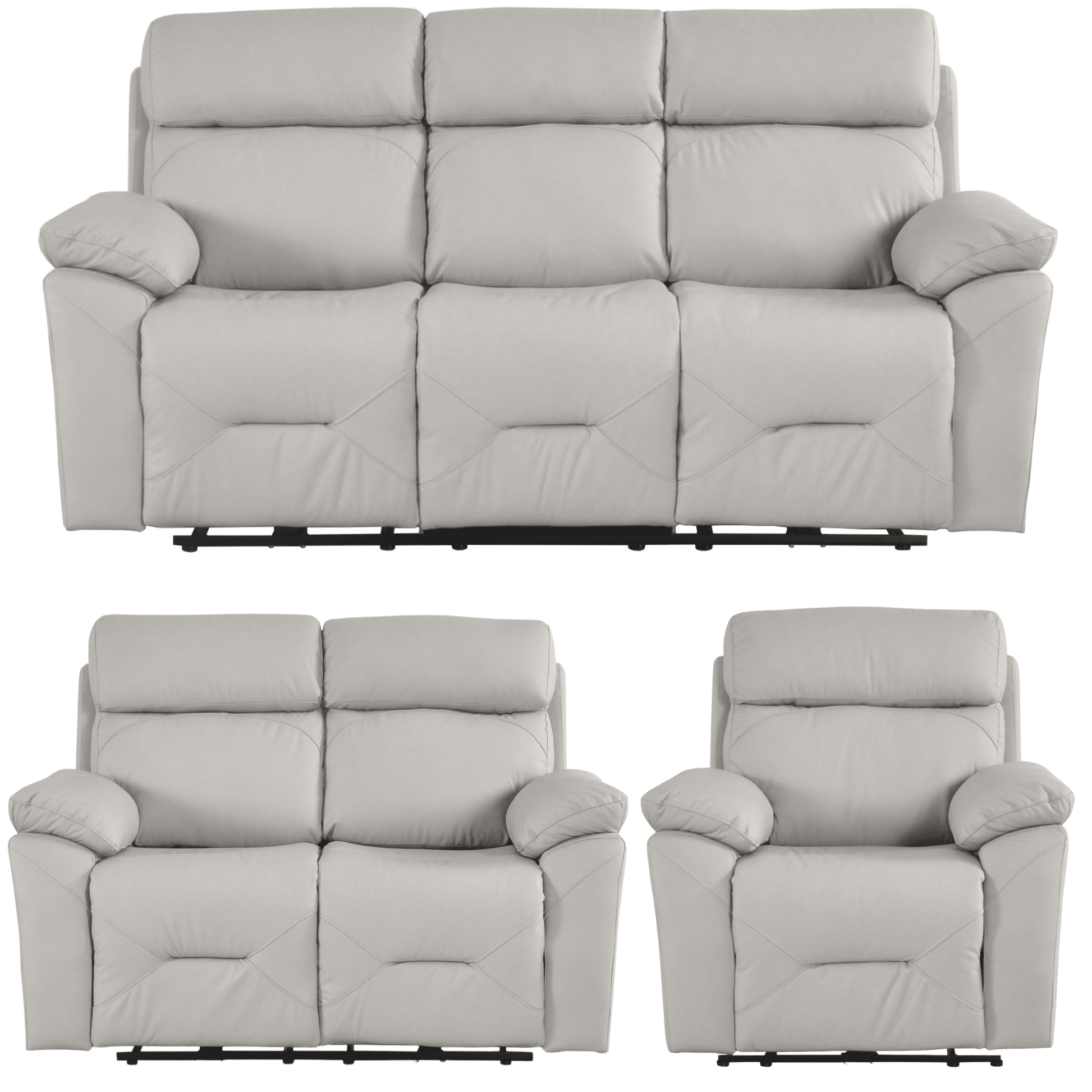 Renato Genuine Leather Light Grey Electric Power Recliner 3+2+1 Seater Sofa Set - Furniture Instore