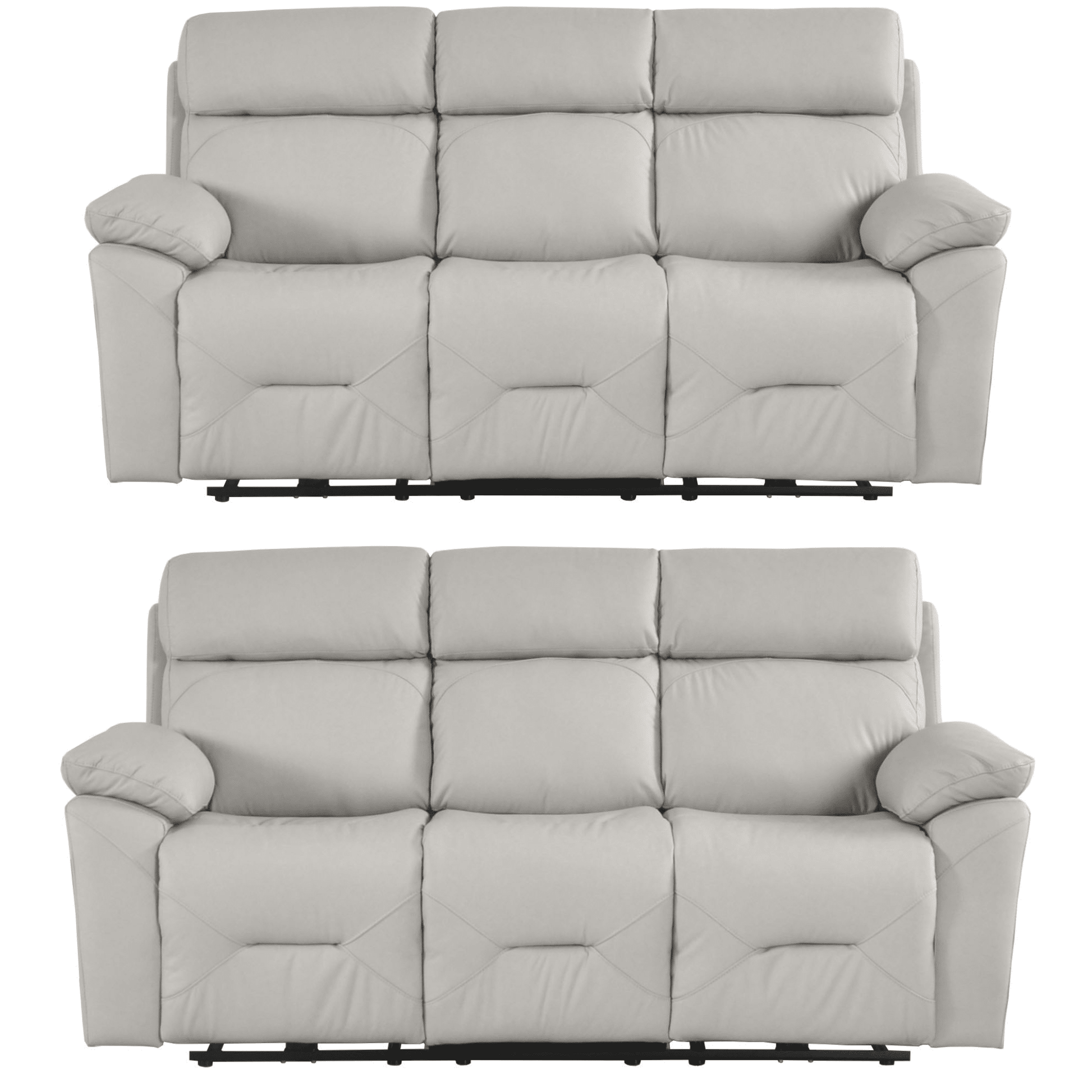 Renato Genuine Leather Light Grey Electric Power Recliner 3+3 Seater Sofa Set - Furniture Instore
