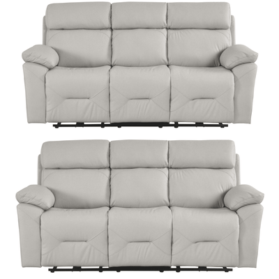 Renato Genuine Leather Light Grey Electric Power Recliner 3+3 Seater Sofa Set