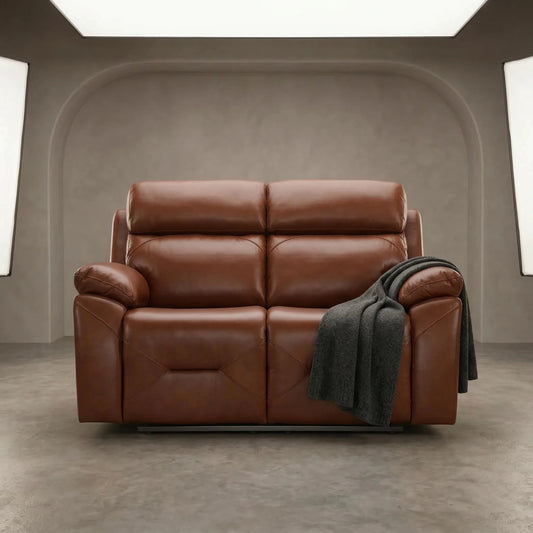 Renato Genuine Leather Tan Electric Power Recliner 2 Seater - Furniture Instore