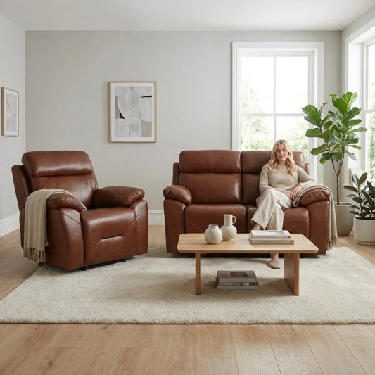 Genuine leather 2 1 seater sofa