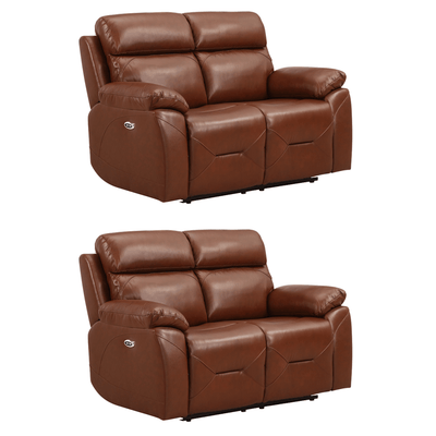 Renato Genuine Leather Tan Electric Power Recliner 2+2 Seater Sofa Set
