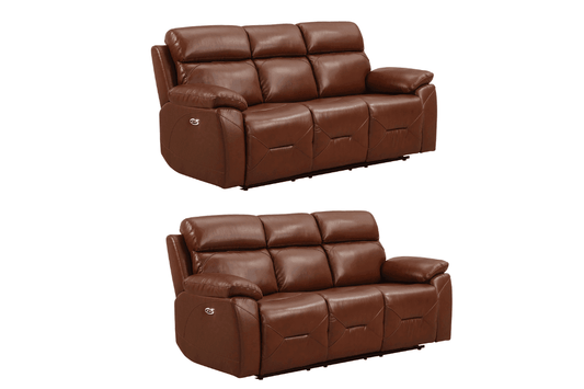 Renato Genuine Leather Tan Electric Power Recliner 3+3 Seater Sofa Set