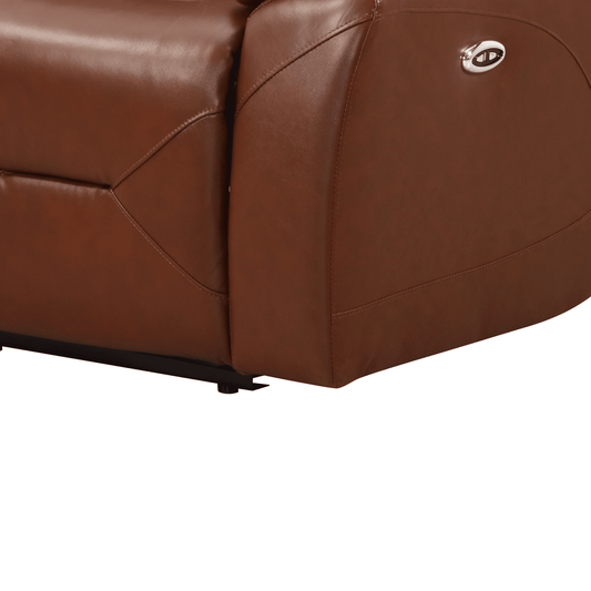 Renato Genuine Leather Tan Electric Power Recliner 3 Seater - Furniture Instore