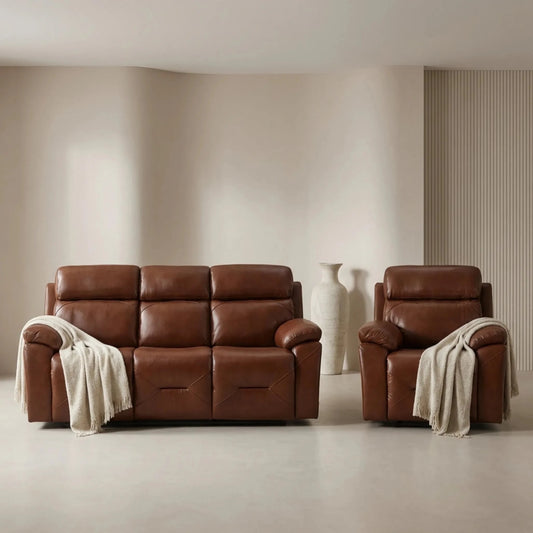 Power recliner sofa tan