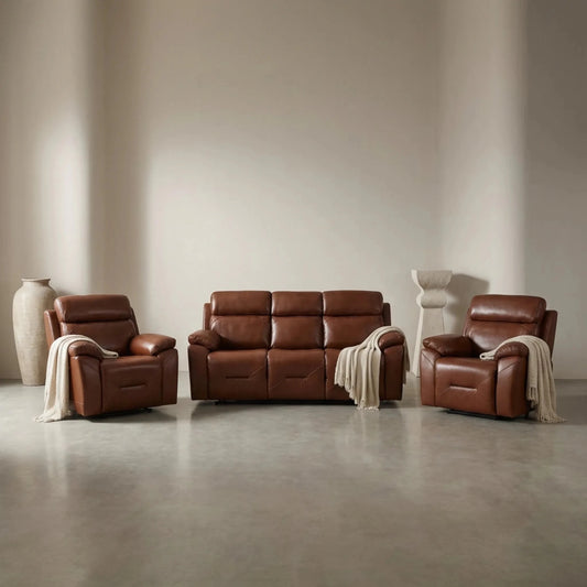 Power recliner sofa tan