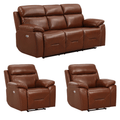 Renato Genuine Leather Tan Electric Recliner 3+1+1 Seater