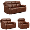 Renato Genuine Leather Tan Electric Recliner 3+2+1 Seater