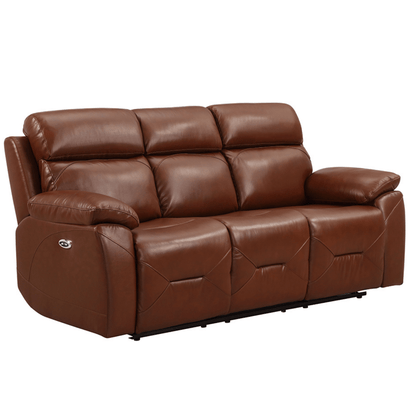 Renato Genuine Leather Tan Electric Power Recliner 3+3 Seater Sofa Set - Furniture Instore