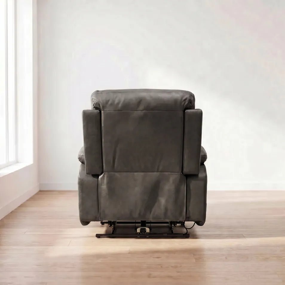 Renato Grey Leather Power Recliner Chair