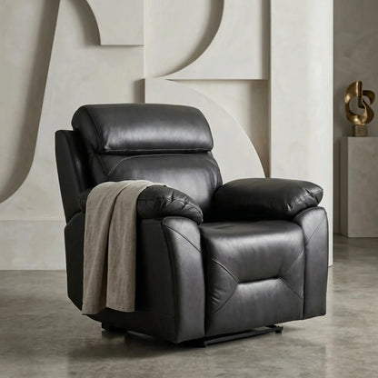 Renato Grey Leather Power Recliner Chair - Furniture Instore