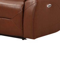 Close-up of the Renato tan armchair on a white background, highlighting the texture and stitching detail.