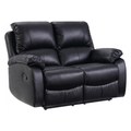 Roma Black Leather Manual Recliner 2 Seater Sofa