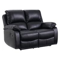 Roma Black Leather Manual Recliner 2 Seater Sofa