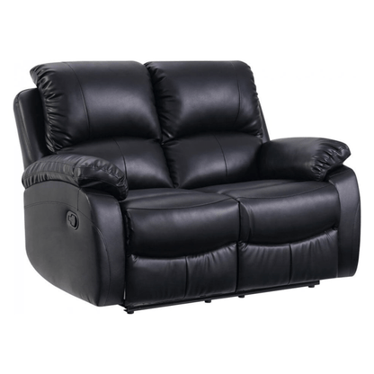 Black leather reclining sofa on a white background