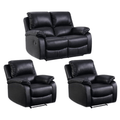 Roma Black Leather Manual Recliner 2+1+1 Seater Sofa Set
