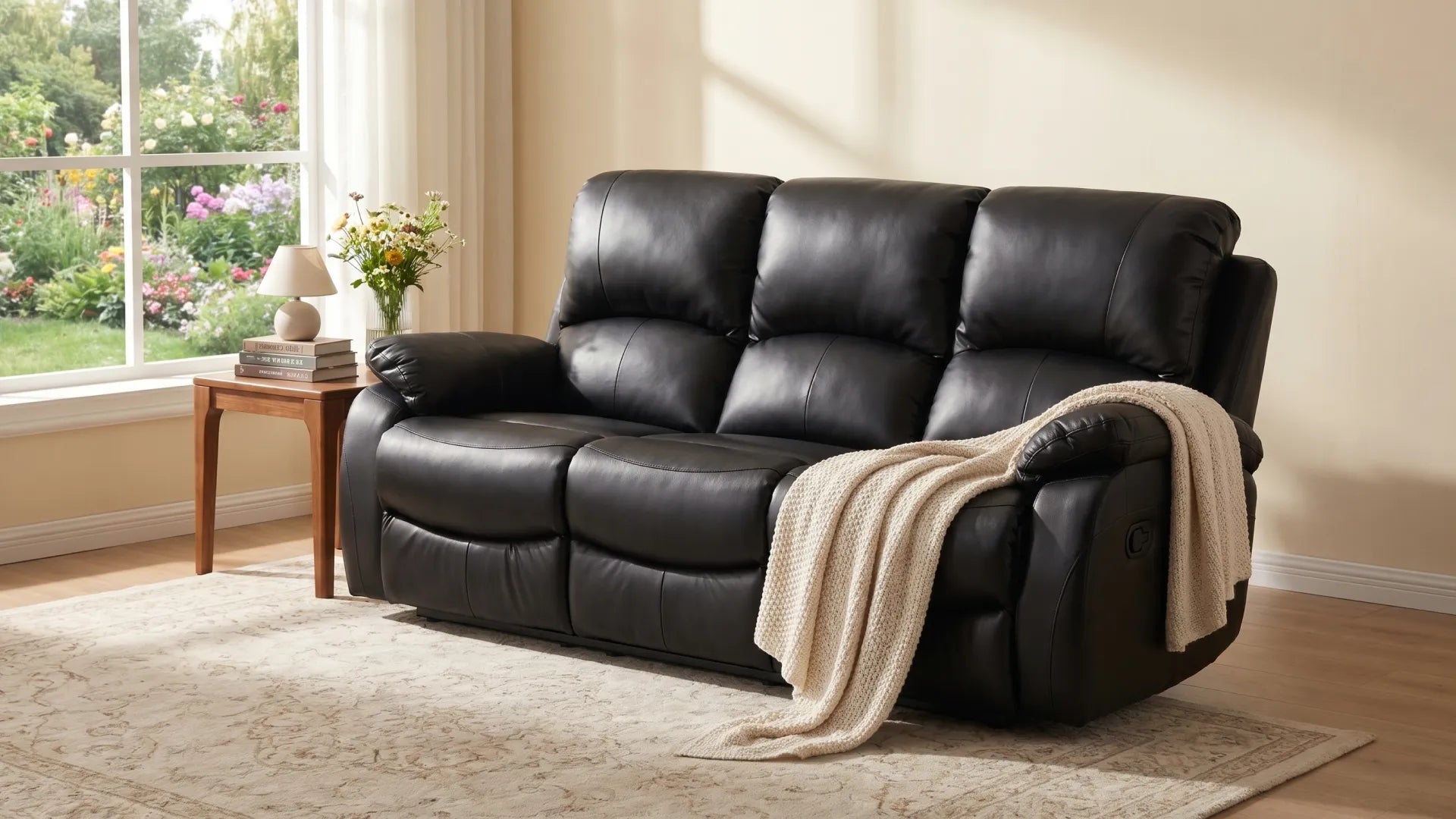 roma-black-3-seater-manual-recliner-sofa