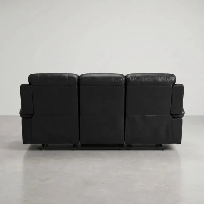 Roma Black Leather Manual Recliner