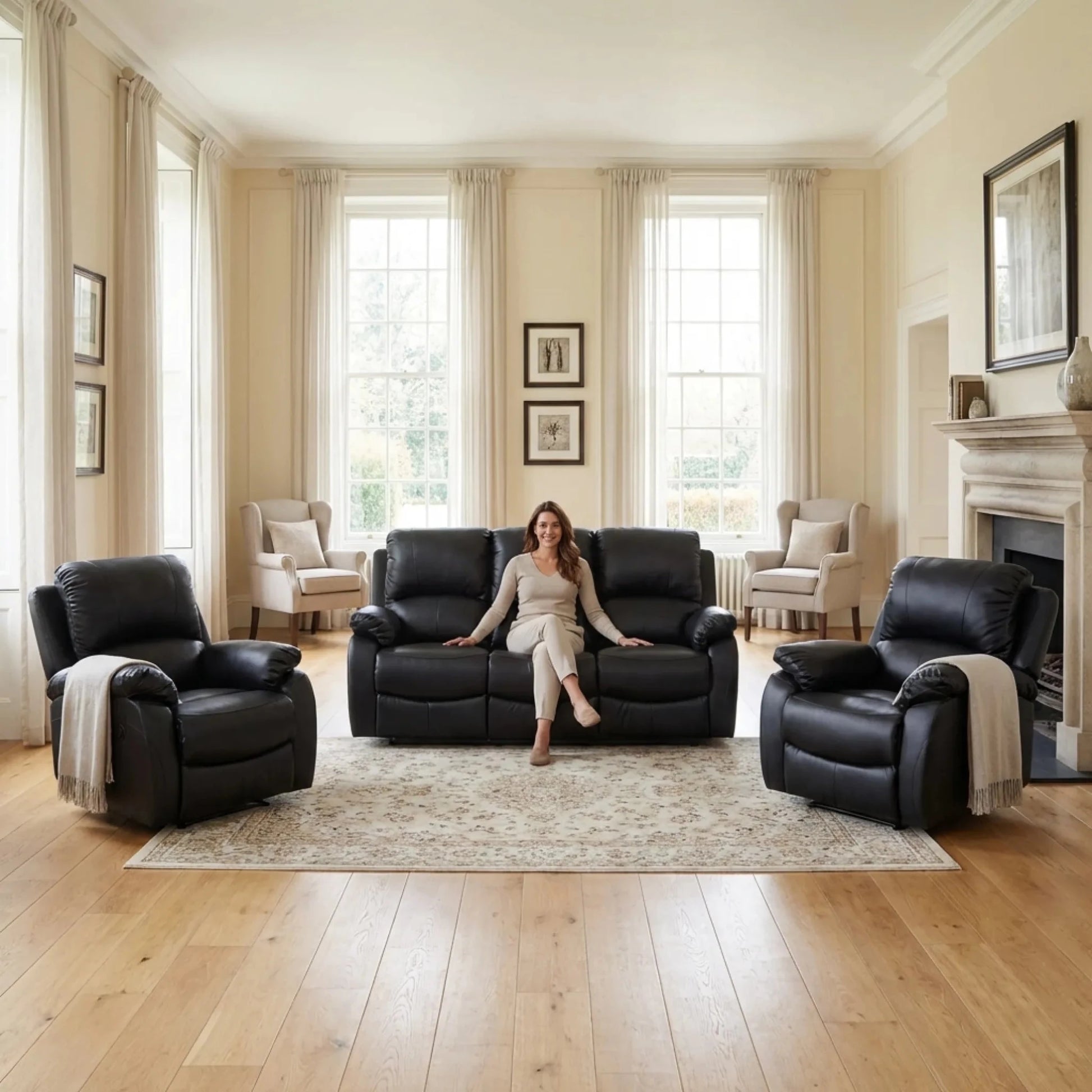 roma-black-manual-leather-3-1-1-seater-set