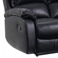 Black leather recliner chair with control panel on armrest