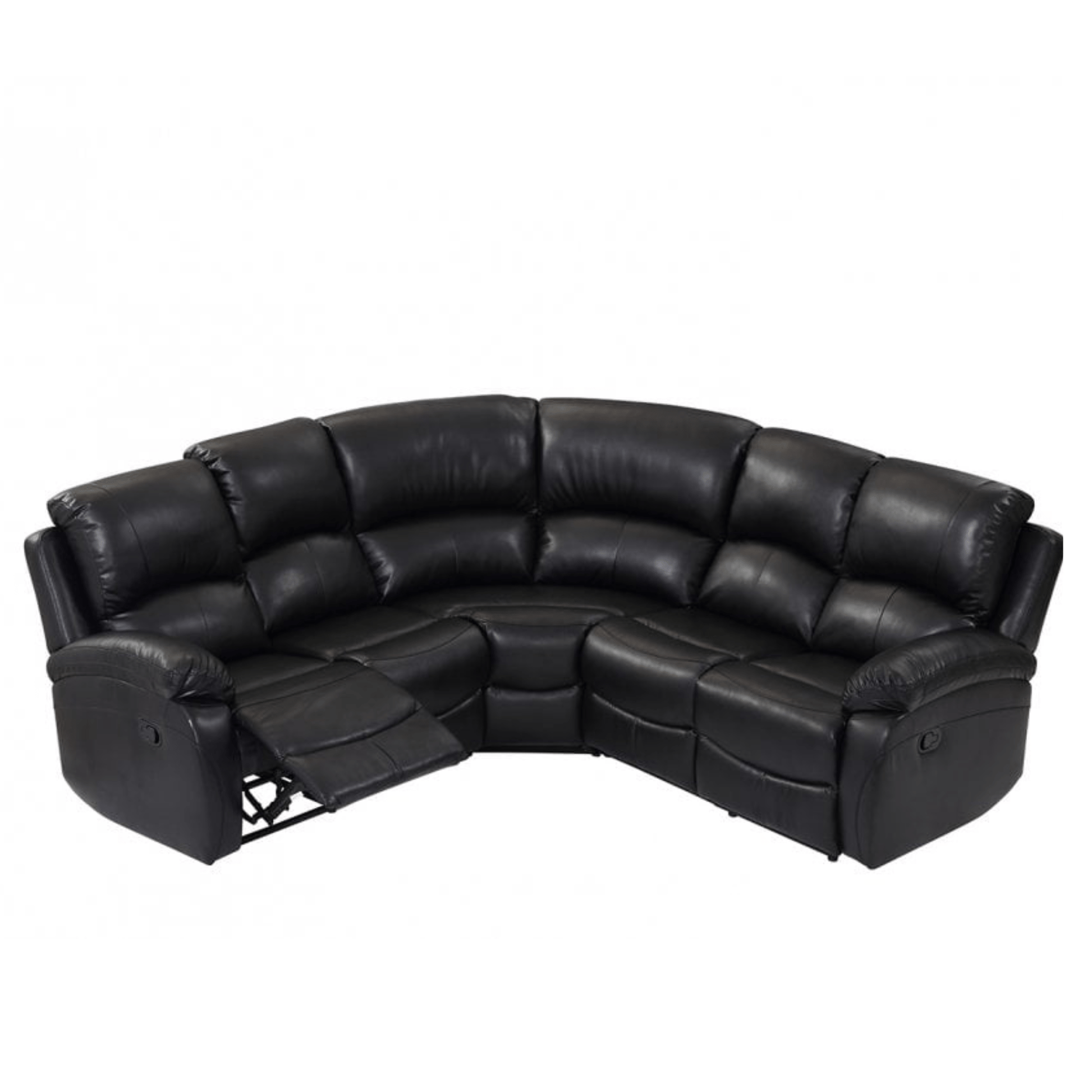 Roma Black Leather Manual Recliner 5 Seat Corner Sofa - Furniture Instore