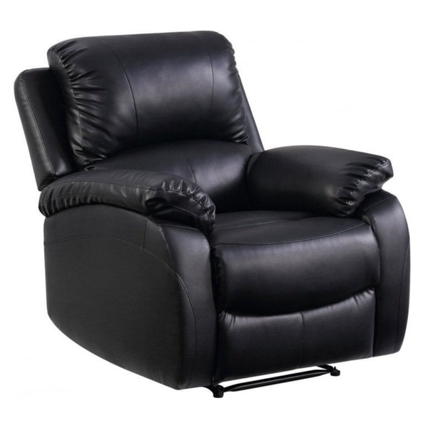 Roma Black Leather Manual Recliner Armchair