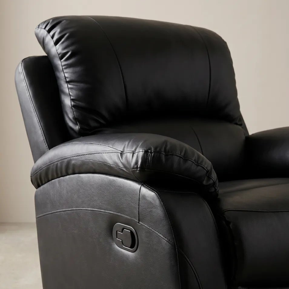 Roma Black Leather Manual Recliner Armchair - Furniture Instore