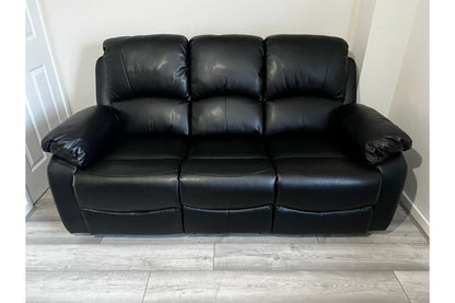 Roma Black Leather Manual Recliner 3+2+1 Seater Sofa Set - Furniture Instore