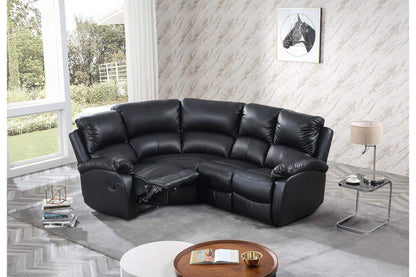 Roma Black Leather Manual Recliner 4 Seater Corner Sofa - Furniture Instore