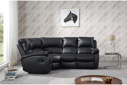 Roma Black Leather Manual Recliner 4 Seater Corner Sofa - Furniture Instore