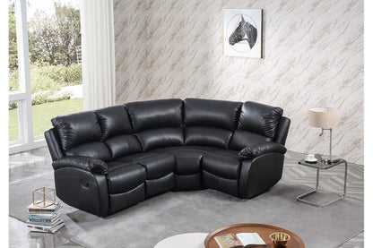 Roma Black Leather Manual Recliner 4 Seater Corner Sofa - Furniture Instore